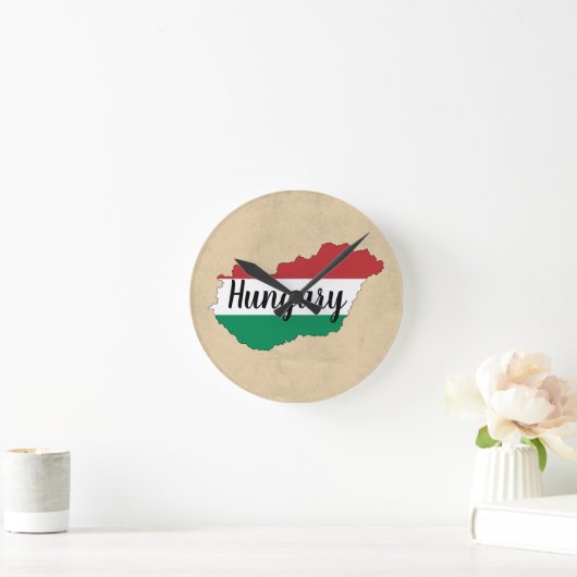 Ungarische Silhouette der Flagge Runde Wanduhr (Zuhause)