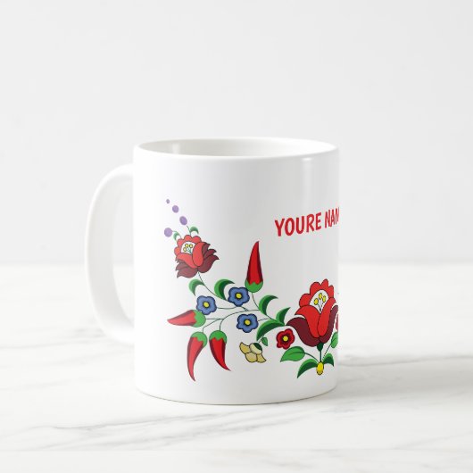 Ungarische Tasse für personalisierten Blumenkaffee (Vorderseite Links)