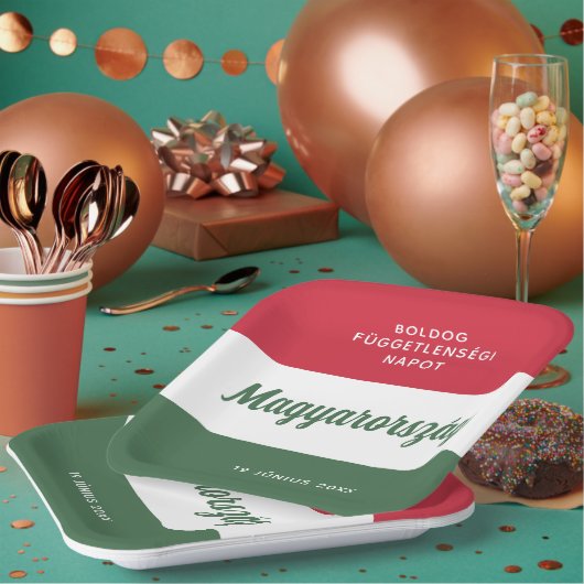 Ungarische Unabhängigkeitstagsflagge Pappteller (Multi)