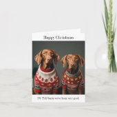 Ungarische Vizla-Hunde in Weihnachts-Sweaters Karte (Vorderseite)