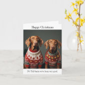 Ungarische Vizla-Hunde in Weihnachts-Sweaters Karte (Gelbe Blume)