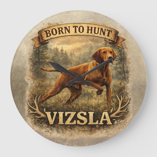 Ungarische Vizsla-Kunst    Große Wanduhr (Vorderseite)