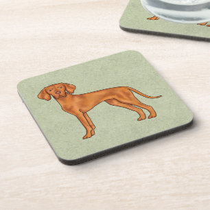 Ungarische Vizsla Süße Zeigerhund-Zeichnung Grün Getränkeuntersetzer
