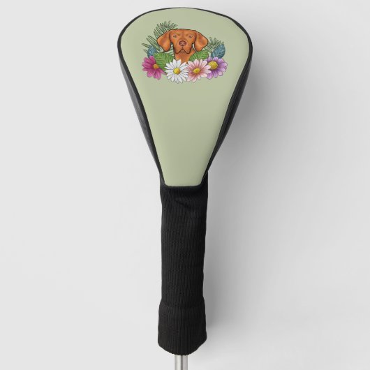 Ungarische Vizsla und farbenfrohe Sommer-Blume Grü Golf Headcover (Vorderseite)