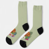 Ungarische Vizsla und farbenfrohe Sommer-Blume Grü Socken (Linkes Detail)