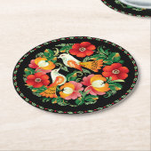 Ungarische Vögel Runder Pappuntersetzer (Angewinkelt)