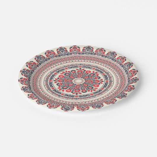 Ungarische Volkskunst Pappteller (Schrägansicht)