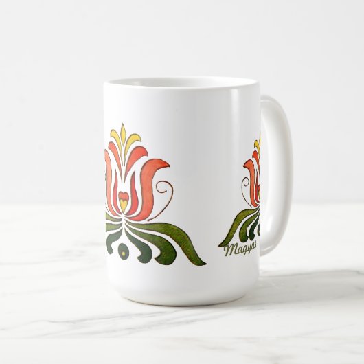 Ungarische Volksmarine Blume Kaffeetasse (VorderseiteRechts)