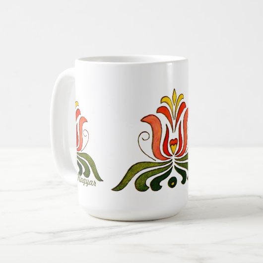Ungarische Volksmarine Blume Kaffeetasse (Vorderseite Links)