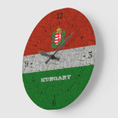 Ungarische Wappen-Grunge-Geschenke Große Wanduhr (Winkel)