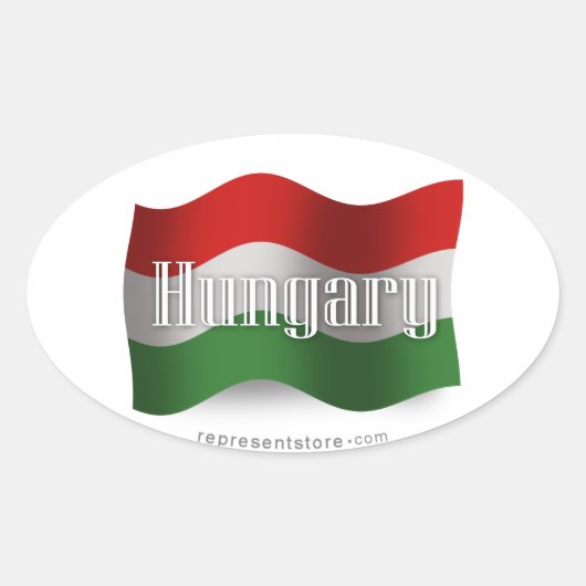 Ungarische Wave Flag Ovaler Aufkleber (Vorderseite)
