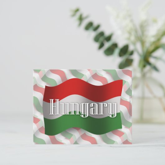 Ungarische Wave Flag Postkarte (Stehend Vorderseite)