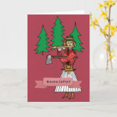 Ungarische Woodsman Folk Kunst mit Pine Trees Card Karte (Gelbe Blume)