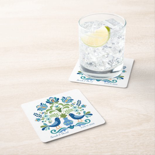 Ungarischer Design Blue Birds Untersetzer (Vor Ort)