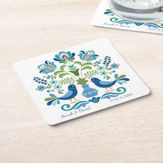 Ungarischer Design Blue Birds Untersetzer (angewinkelt)