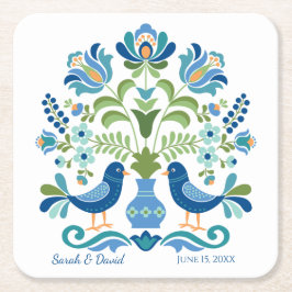 Ungarischer Design Blue Birds Untersetzer