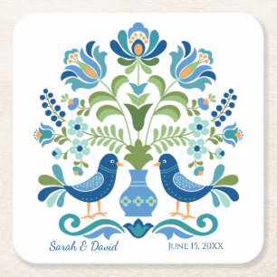 Ungarischer Design Blue Birds Untersetzer