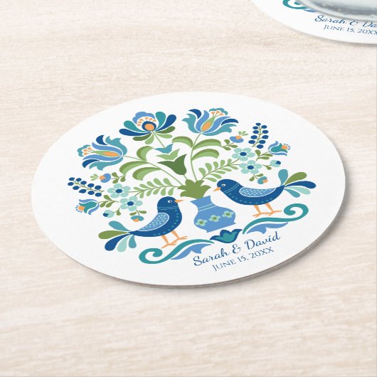 Ungarischer Design Blue Birds Untersetzer (Angewinkelt)