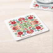 Ungarischer Design Red Blume Square Paper Unterset Rechteckiger Pappuntersetzer (angewinkelt)