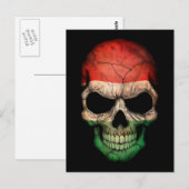 Ungarischer Flaggenschädel auf schwarz Postkarte (Vorne/Hinten)
