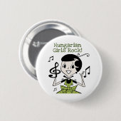 Ungarischer Mädchen-Felsen Button (Vorne & Hinten)