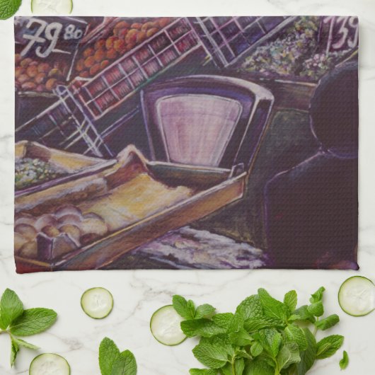 Ungarischer Marktplatz, Budapest Geschirrtuch (Gefaltet)