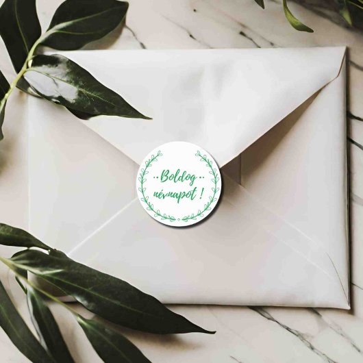 Ungarischer Name Day wünscht Typografie Runder Aufkleber