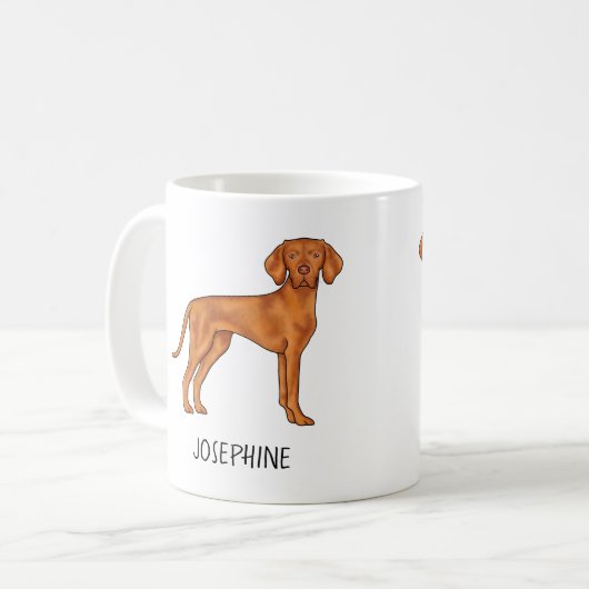 Ungarischer Niedlicher Pointer Dog von Vizsla mit  Kaffeetasse (Vorderseite Links)