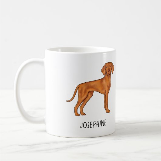Ungarischer Niedlicher Pointer Dog von Vizsla mit Kaffeetasse (Links)