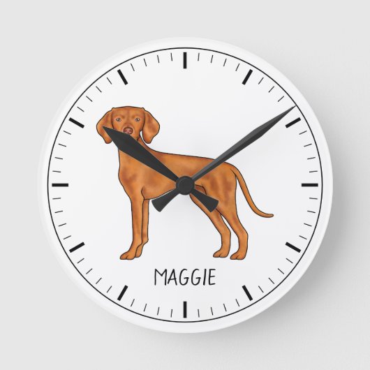 Ungarischer Niedlicher Pointer Dog von Vizsla mit Runde Wanduhr (Vorderseite)