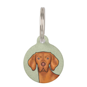 Ungarischer Vizsla Cartoon Zeigerhund Kopf Grün Haustiermarke