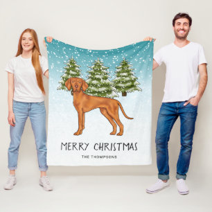 Ungarischer Vizsla Hund Schneebedeckter Winterwald Fleecedecke