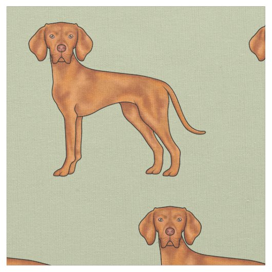 Ungarischer Vizsla Niedlich Pointer Dog Zeichne Gr Stoff (Nahaufnahme)