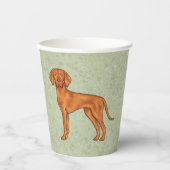 Ungarischer Vizsla Pointer Cartoon Hund Zeichne Gr Pappbecher (Vorderseite)