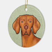 Ungarischer Vizsla Pointer Dog Kopf mit dem Namen  Keramik Ornament (Links)