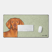 Ungarischer Vizsla Pointer Dog Kopf mit dem Namen Schreibtischunterlage (Tastatur & Maus)