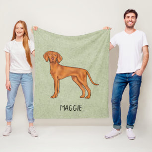 Ungarischer Vizsla Süßer Zeigerhund mit Namen Grün Fleecedecke