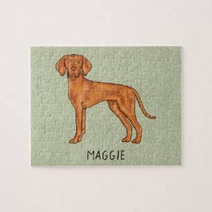 Ungarischer Vizsla Süßer Zeigerhund mit Namen Grün Puzzle