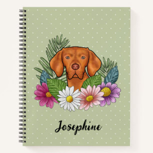 Ungarischer Vizsla und farbenfrohe Sommerblumen Gr Notizblock