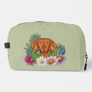 Ungarischer Vizsla und farbenfrohe Sommerblumen Gr Waschbeutel