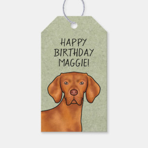 Ungarischer Vizsla-Zeiger-Hund Kopf Text Name Grün Geschenkanhänger