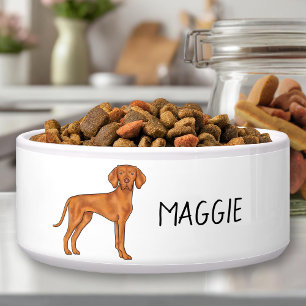 Ungarischer Vizsla Zeigerhund Stehend und Name Napf