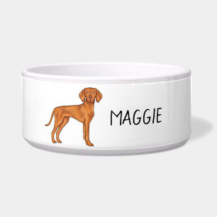 Ungarischer Vizsla Zeigerhund Stehend und Name Napf