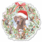 Ungarischer Weihnachtskranz Vizsla Aufkleber (Vorderseite)