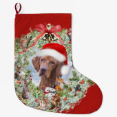 Ungarischer Weihnachtskranz Vizsla Großer Weihnachtsstrumpf (Vorderseite)