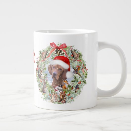 Ungarischer Weihnachtskranz Vizsla Jumbo-Tasse (Rechts)