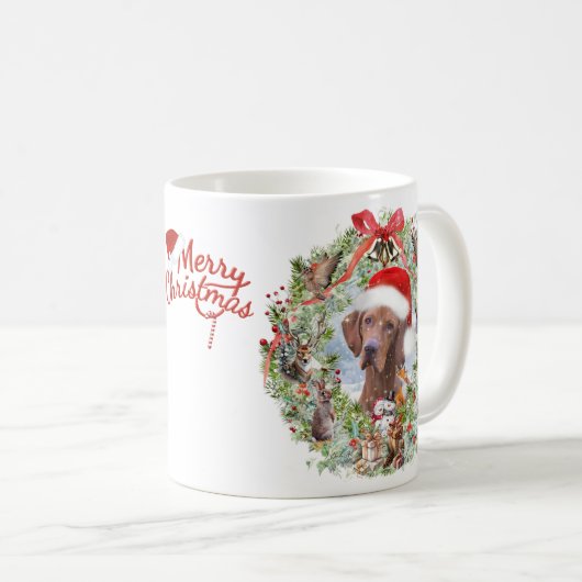 Ungarischer Weihnachtskranz Vizsla Kaffeetasse (VorderseiteRechts)