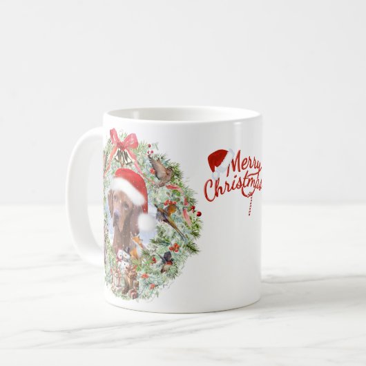Ungarischer Weihnachtskranz Vizsla Kaffeetasse (Vorderseite Links)