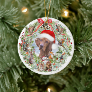 Ungarischer Weihnachtskranz Vizsla Keramik Ornament