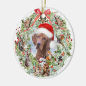 Ungarischer Weihnachtskranz Vizsla Keramik Ornament (Links)